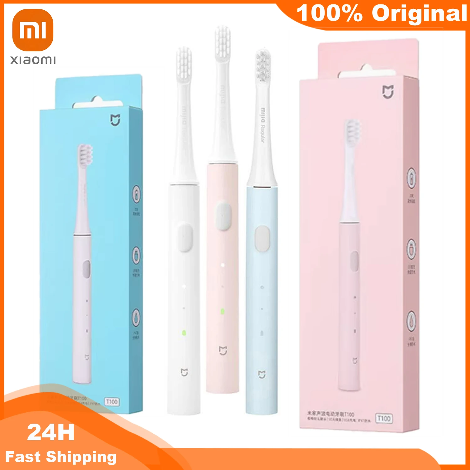 기존 XIAOMI MIJIA T100 소닉 전동 칫솔 USB 충전식 칫솔 방수 칫솔 초음파 자동
