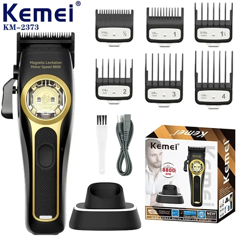 Kemei KM-2373머리 깎기 자기 부상 모터 머리 깎기 충전 베이스 남성용 머리 깎기