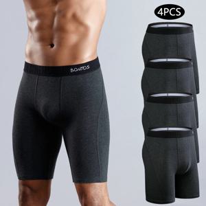 남성 속옷 플러스 사이즈 남성 팬티에 대한 4pcs 긴 복서 섹시한 긴 다리 속옷 코튼 남성 복서 반바지 패션 남성 트렁크