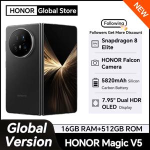 오리지널 HONOR 매직 V5 글로벌 버전 7.95인치 듀얼 HDR OLED 디스플레이 스냅드래곤 8 엘리트 5820mAh 배터리 66W 유선 50W 무선 NFC