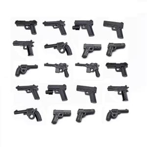 20PCS 권총 WW2 군인 군사 무기 경찰 총 미니 액션 피규어 액세서리 빌딩 블록 육군 벽돌 MOC 부품 완구