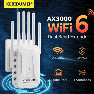 WiFi 6 AX3000 무선 리피터 듀얼 밴드 2.4GHz 5GHz 802.11AX Wi-Fi 6 확장기 증폭기 WPS 라우터 장거리 신호 부스터