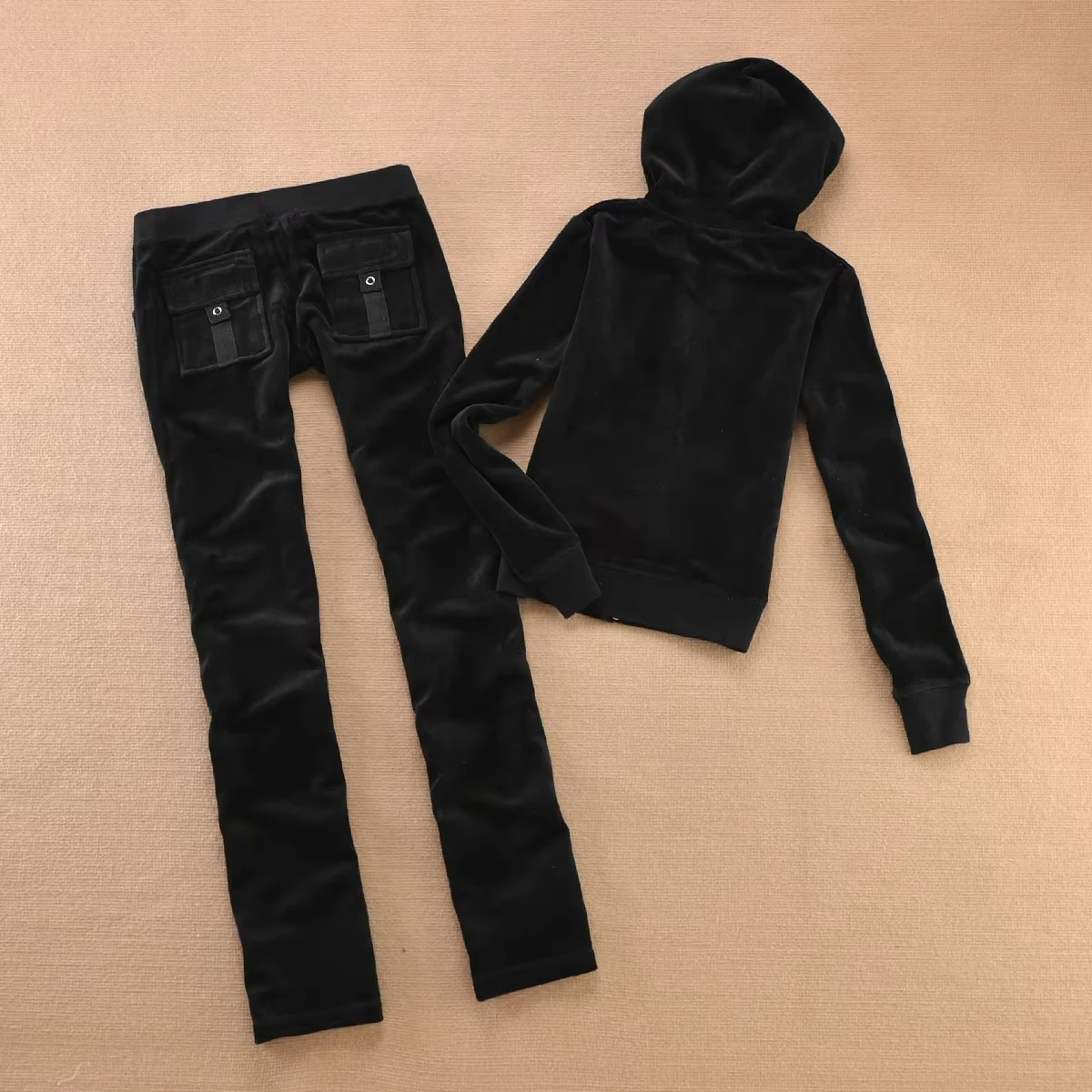 벨벳 Tracksuit 솔리드 컬러 후드 여성 정장 벨벳 스포츠 정장 2pc 두꺼운 솔리드 컬러 후드 탑 + 캐주얼 바지