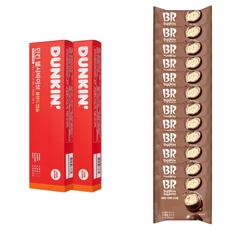 배스킨라빈스 엄마는 외계인 초코볼, 32g, 12개 + 던킨 첼시바이브 40캡슐(네스프레소 호환)