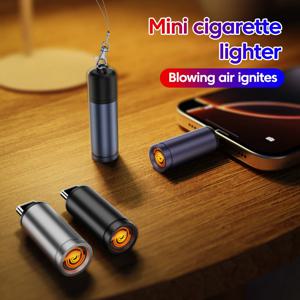 유형 C 미니 담배 라이터 방풍 담배 라이터 야외 부는 담배 라이터 어댑터 USB-C 담배 라이터