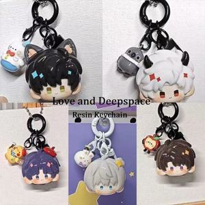 사랑과 Deepspace 수지 키 체인 Sylus Rafayel Zayne Xavier Caleb 애니메이션 만화 귀여운 카와이 키 체인 가방 액세서리 팬 선물