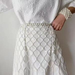패션 스타일 진주 허리 체인 - 드레스용 태슬 벨트, 고급 슬림 벨트 프랑스 여름 액세서리