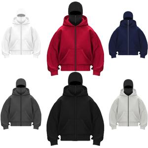 남성 힙합 더블 모자 발라크라바 후드 방풍 지퍼 페이스 마스크 스웨트 streetwear 트렌드 가을 패션 후드 자켓 코트