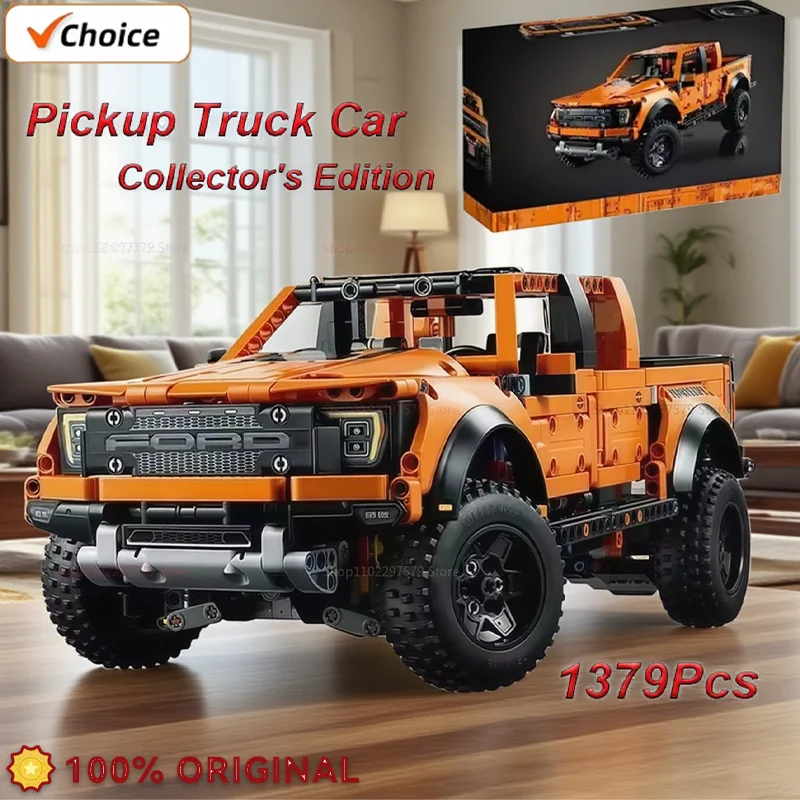 1379PCS 테크 랩터스 F-150 픽업 트럭 레이싱카 호환 42126 하이테크 MOC 블록 모델 차량 브릭 장난감 선물