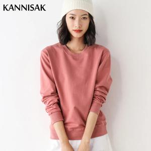 2025년 봄 가을 여성용 멀티 컬러 패션 한국 스타일 O넥 코튼 루즈핏 빈티지 무지 풀오버 스웨트셔츠