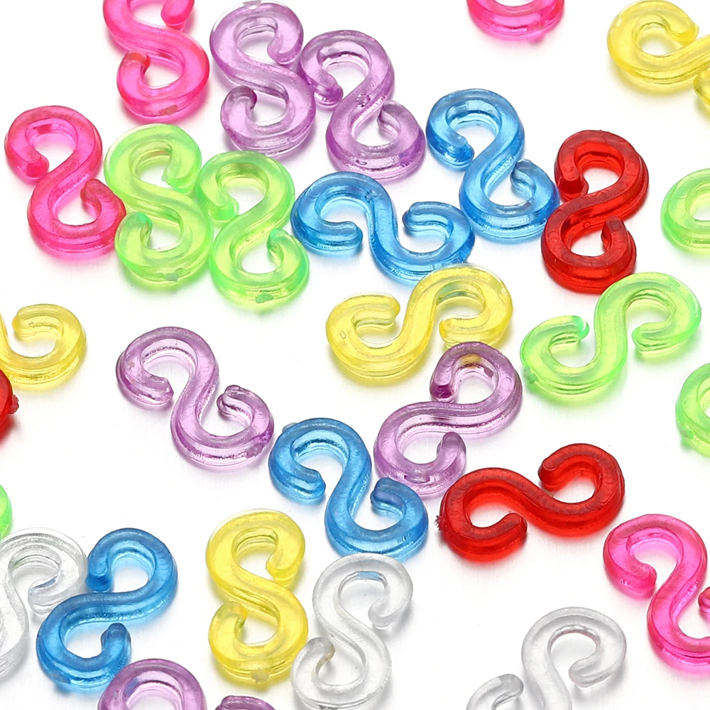 500pcs 11x6mm 다채로운 고무 S 클립 커넥터 걸쇠 후크 쥬얼리 만들기 DIY 결과