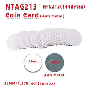 10/50/100pcs NFC 코인 카드 NT/AG 213 방지 금속 13.56MHZ 144 바이트 35mm 범용 금속 표면 사용 가능 RFID Nt/ag213 nfc 태그