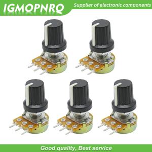 5Sets 5PCS + 5PCS WH148 B1K ~ B1M 옴 1K 2K 5K 10K 20K 3Pin 15mm 10K Arduino 용 3 단자 선형 테이퍼 회전식 전위차계