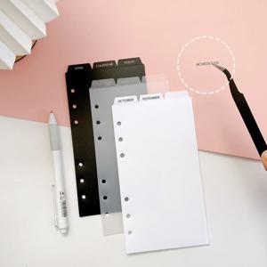 A5 A6 검정 흰색 PP 구분 기호 용지 색인 페이지 분류 구분 기호 페이지노트 루스리프 북 파티션 액세서리