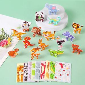 어린이 3D 종이 퍼즐, 미니 DIY 교육 장난감, 팬더 만화 동물 퍼즐 모델, 10 개, 신제품