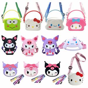 애니메이션 Sanrio 헬로 키티 Kawaii 패션 소녀 보관 가방 실리콘 동전 지갑 만화 크로스 바디 숄더 백 어린이 생일 선물