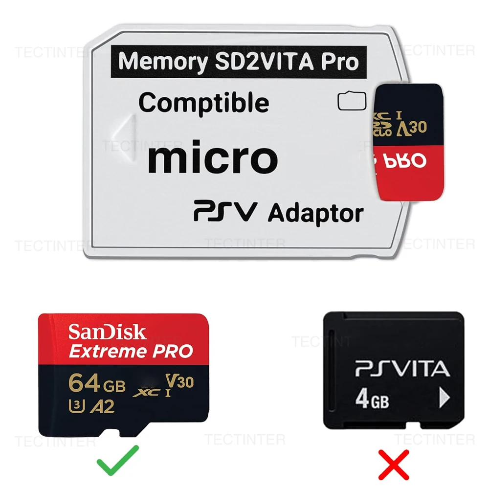 PSVita SD2VITA 6.0 마이크로 메모리 카드 어댑터 (PS Vita 1000 2000 헨카쿠 3.65 시스템용) SD 게임 카드 슬롯 컨버터