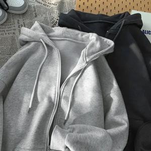 가을 패션 솔리드 지퍼 까마귀 여성 따뜻한 양털 후드 티셔츠 캐주얼 스트리트 포켓 스포츠웨어 대형 여성 의류