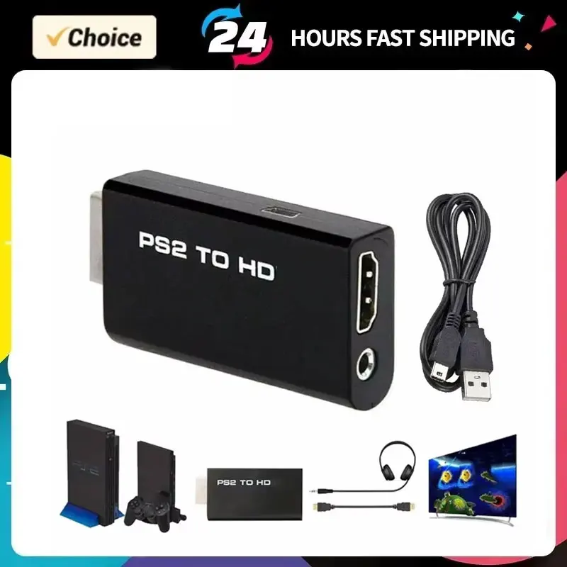 Hdmi To Ps2 호환 변환기 어댑터 오디오 및 비디오(3.5mm 오디오 케이블 포함)는 Pc 모든 Ps2 480i 480p 576i 디스플레이 모드를 지원합니다.