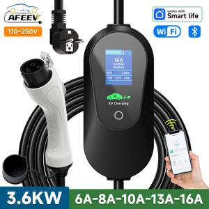 AFEEV 3.6KW Type1 SAE J1772 휴대용 EV 충전기 16A Type2 전기 자동차 충전기 GB/T EVSE 고속 충전 케이블 WiFi APP 제어