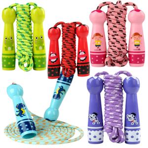 유아 점프 밧줄 착용 방지 코튼 코드 길이 조절 가능한 부드러운 건너 뛰는 밧줄 어린이를위한 부드러운 핸들 소년 소녀