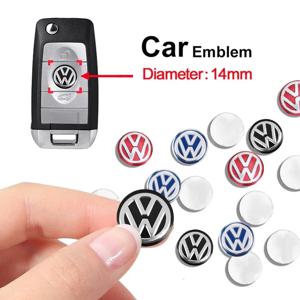 5/10Pcs 폭스 바겐 GTI R-라인 R 폴로 골프 Passat Scirocco Jetta Tiguan에 대 한 14mm 알루미늄 금속 자동차 스타일링 원격 키 스티커