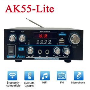 마이크 지원 기능이 있는 AK55 Bluetooth 증폭기 – 조정 가능한 저음, 고음, 리버브 및 지연 – Bluetooth, USB, SD 및 FM 라디오