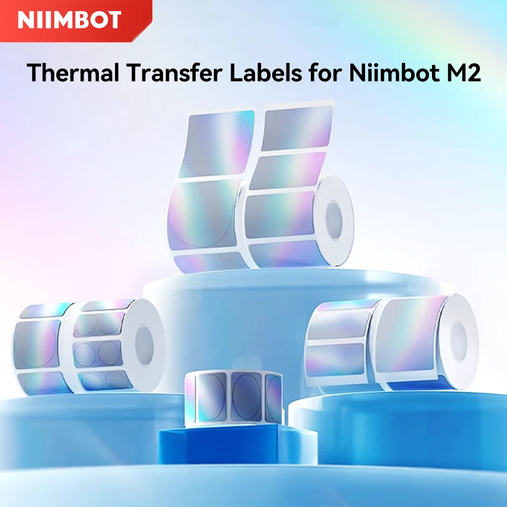 Niimbot M2 프린터 용 레이저 스티커 자체 접착 열전 사 라벨 사무실/가정/실외용 DIY 실버 라벨 스티커