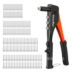 ValueMax 핸드 리베 터 세트 리벳 용 전문 수동 리벳 건 도구 DIY 4.0mm 수리 2.4mm 및 4.8mm 3.2mm 200 홈