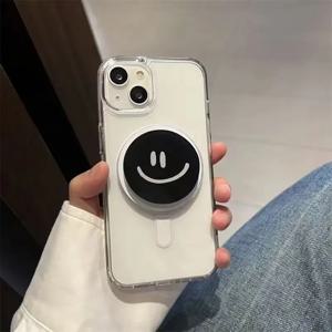한국어 미소 1pcs 마그네틱 그립 Tok 전화 홀더 Magsafe Universal iPhone 16 15 14 13 12 Mount 용 접이식 데스크탑 셀 스탠드