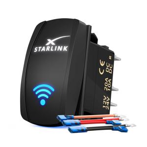DaierTek Starlink 로커 스위치 SPST 5 핀 Starlink 접시 토글 On/Off 방수 해양 로커 스위치 12V 24V 전선 포함