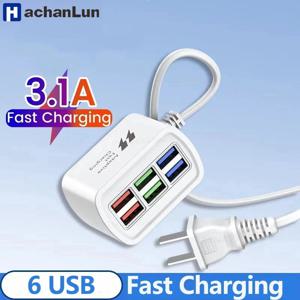 6 USB 충전기 전원 스트립 범용 고속 충전 미국/EU 플러그 전화 충전기 소켓 확장 어댑터 전기 케이블 테이블 소켓