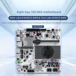 CWWK 8슬롯 10G NAS 마더보드 N150/N305/N355 / 듀얼 2.5G 네트워크 카드 + 10G 10G 포트 / 단일 DDR5 + 듀얼 NVME NAS