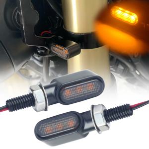 8mm Clignotant 모토 LED 미니 오토바이 회전 신호 라이트 앰버 표시기 램프 성 노출증 3led 12V 가와사키 야마하 카페 레이서