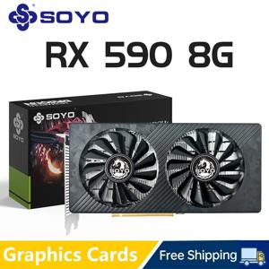 SOYO AMD RX 590 8GB Placa De 비디오 게임 그래픽 카드 GDDR5 256Bit PCI Express 3.0 ×16 6Pin Radeon GPU rx590 시리즈