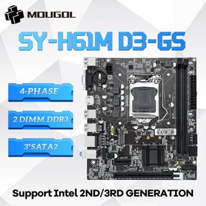 MOUGOL H61M 게이밍 메인보드 M.2 NVME PCIEx16 DVI 듀얼 채널 DDR3 RAM 지원 Intel Core 2/3세대 CPU LGA1155 데스크탑 PC용