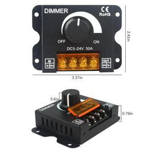 LED 조광기 스위치 DC 12V 24V 8A30A 밝기 조절 컨트롤러 자동차 RV 단일 색상 LED 스트립 빛 LED 디밍