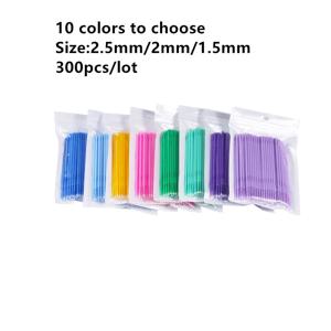 10 가지 색상 300pcs 속눈썹 확장 용 메이크업 브러쉬 면봉 일회용 개별 애플리케이터 마스카라 속눈썹 브러쉬