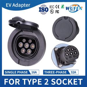 WUFEN 유형 2 암 소켓 커넥터 콘센트 CE IEC 62196-2 32A 3P 22KW 4 포인트 고정 AC EV 충전 충전 케이블에 적합