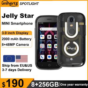 Unihertz Jelly Star 미니 스마트 폰 안드로이드 13 8GB 256GB Led 라이트 잠금 해제 투명 백 쉘 핸드폰 48MP 3 인치 전화