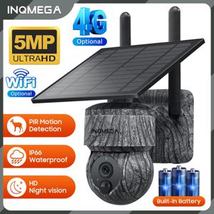 INQMEGA 5MP 4MP WIFI 무선 PTZ 태양 광 카메라 4G SIM 태양 전지 패널 양방향 오디오 보안 보호 CCTV 카메라 배터리 캠