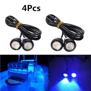 4pcs 12V 블루 LED 보트 라이트 해양 보트 라운드 LED 테일 램프 방수 아웃 리거 스프레더 Transom 수중 마커 조명