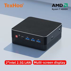 TexHoo 4 디스플레이 미니 PC, AMD RYZEN 7 5800U 5500U 포켓 듀얼 DP HD-MI, LAN C타입 와이파이 6 DDR4 16GB 1TB NVMe 미니 컴퓨터