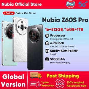 Nubia Z60S Pro 글로벌 버전 5G 스마트폰 Snapdragon 8 Gen 2 MyOS 14.0 120Hz 6.78인치 AMOLED 화면 50M+50M+8M 5100mAh NFC