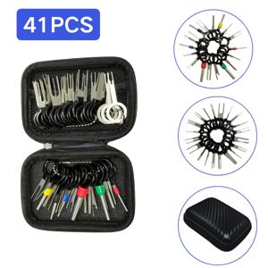 41pcs 자동차 터미널 제거 키트 박스 와이어 플러그 커넥터 추출기 풀러 릴리즈 핀 추출기 세트 자동차 수리 도구