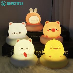 아이들을위한 귀여운 동물 야간 조명 3 단계 디 밍이 가능한 보육 잠자는 램프 모유 수유 유아 장식을위한 터치 컨트롤 야간 조명