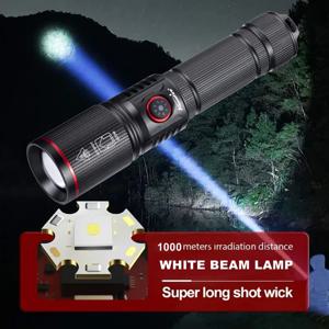줌 20W LED 빔 라이트 고출력 손전등 USB 충전식 야외 강력 전술 캠핑 사냥 낚시 하이킹 토치