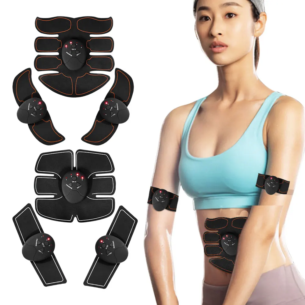 6가지 모드 EMS 복근 자극기 힙 팔 복부 트레이너 전기 자극기 홈 짐 근육 토너 슬리밍 마사지기