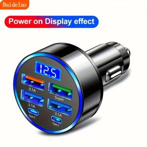 100W 6포트 차량용 충전기 고속 충전 PD Qc3.0 USB C 차량용 휴대폰 충전기 타입 C 어댑터 아이폰 삼성 화웨이 샤오미용