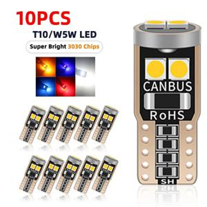 10개 T10 W5W 3030칩셋 LED 자동차 측면 방향지시등 클리어런스 라이트 전구 12V 플러그 앤 플레이 캔버스 자동차 브레이크 후진등용